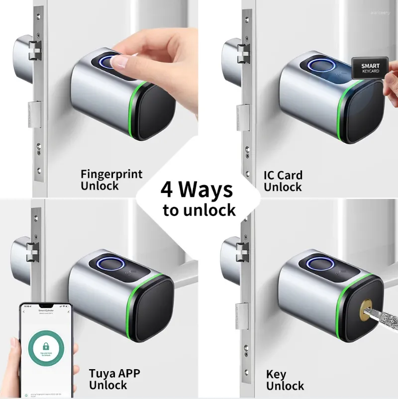 Smart Lock Gimdow Bluetooth compatível com impressão digital/aplicativo/chave/desbloqueio de cartão com porta eletrônica Tuya ou Life