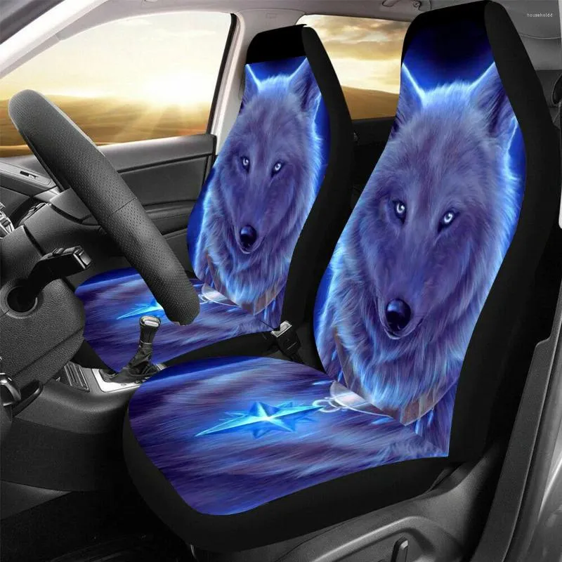 Car Seat Covers Cover Set Thicker Section 3D Wolf Pattern Polyester Universal All-inclusive Elastic Auto Interior Parts Accessories