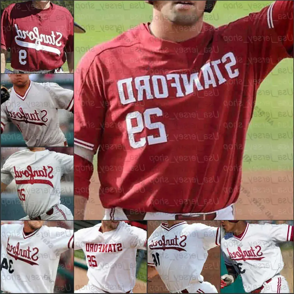 Faculdade de beisebol veste 2024 NCAA Stanford College camisas de beisebol Brock Jones Drew Bowser Brendan Beck Edman Stephen 25 Piscotty High