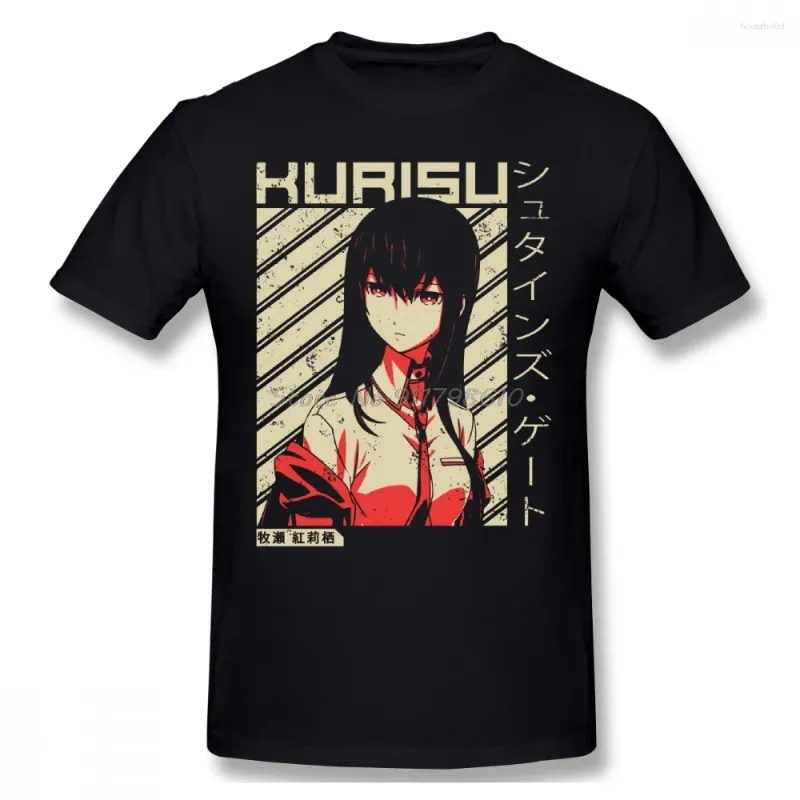 Męskie koszule steins brama twoli się Kurisu anime Men Shirt plus size bawełniane koszulki z krótkim rękawem z drock