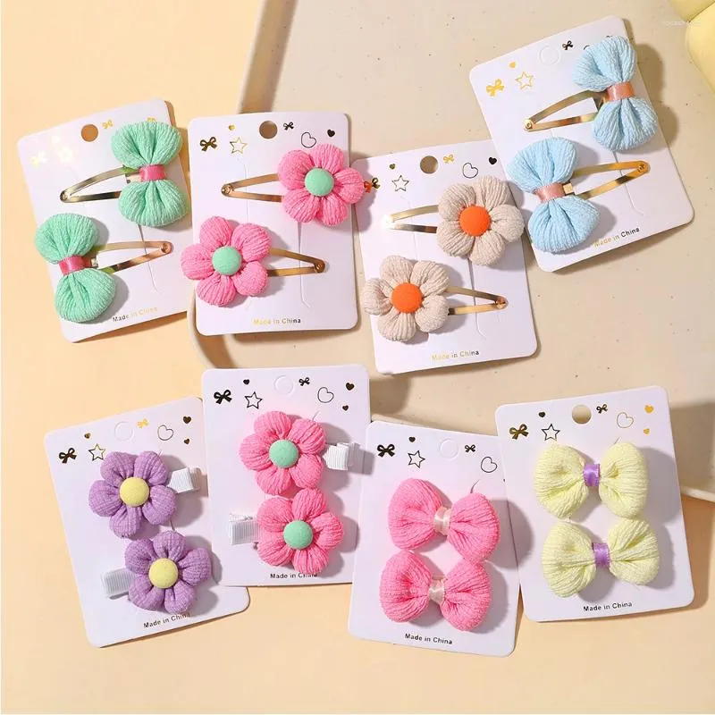 Hair Accessories 8 Piece Set Children's Cute Fabric Flower Pair Clip Girl Hairpin Temperament Baby Headdress Wholesale