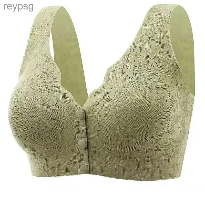 Bras Gants de doigt pour enfants Soutien-gorge en soie glacée sans âge pour femmes âgées pour mères âgées sous-vêtements à bouton ouvert avant mince sans armatures YQ240203