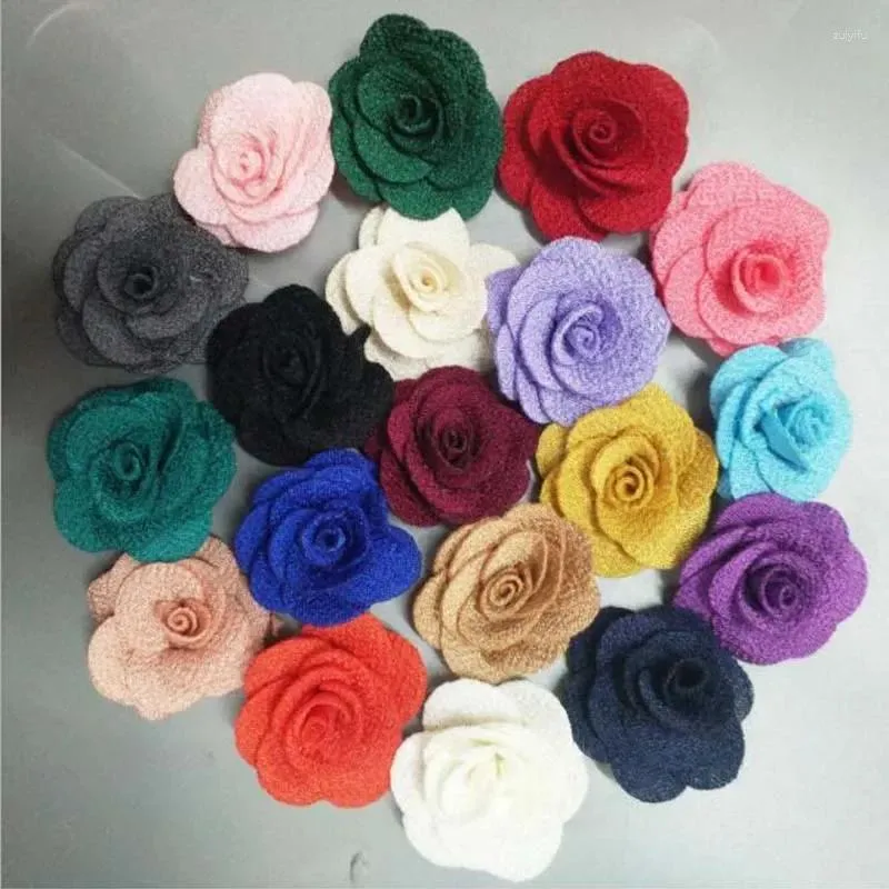 Dekorativa blommor en påse 200 ms handgjorda dia 3.5 cm tygduk rose konstgjord blomma för bröllop bukett dekoration diy hår accessoires