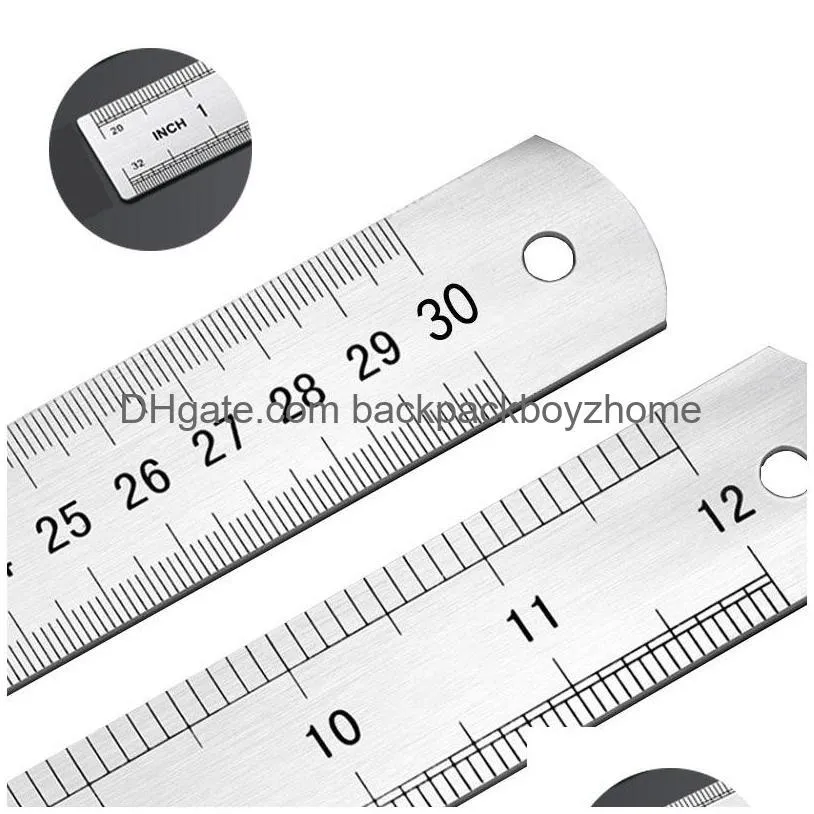 Andra kontorsskolan levererar grossist 30 cm/12 tum metall rers aluminium legering dubbel sida rak rer mätverktyg studie student s dh5ll