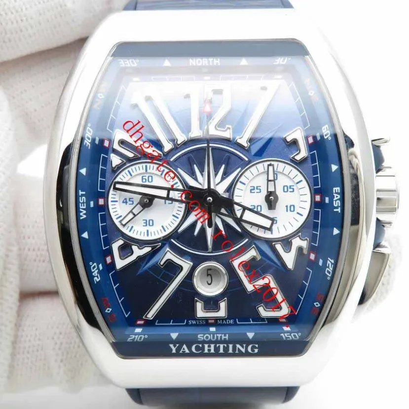 Prodotti da uomo Orologio Vanguard da 44 mm 7750 Valjoux Movimento automatico con cronografo funzionale Quadrante blu Numero esploso266S