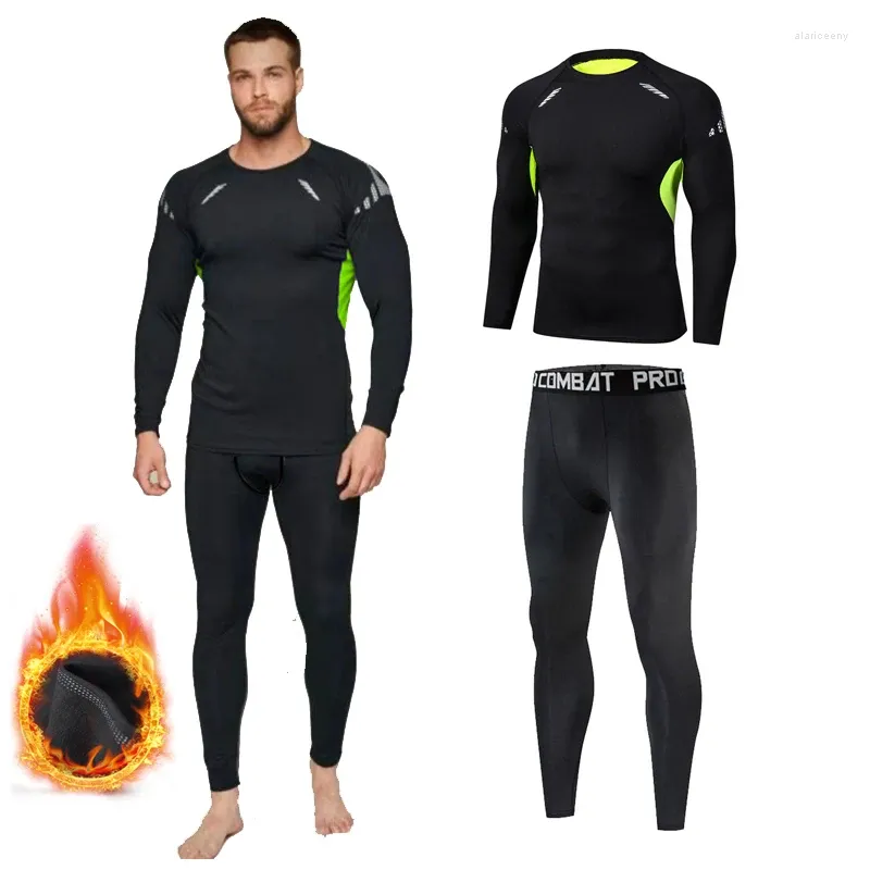 Thermisch ondergoed voor heren Winter Fleece Lange onderbroek Heren Dikke set Warm houden Tops Legging Man Sport Thermo Mannelijke kleding