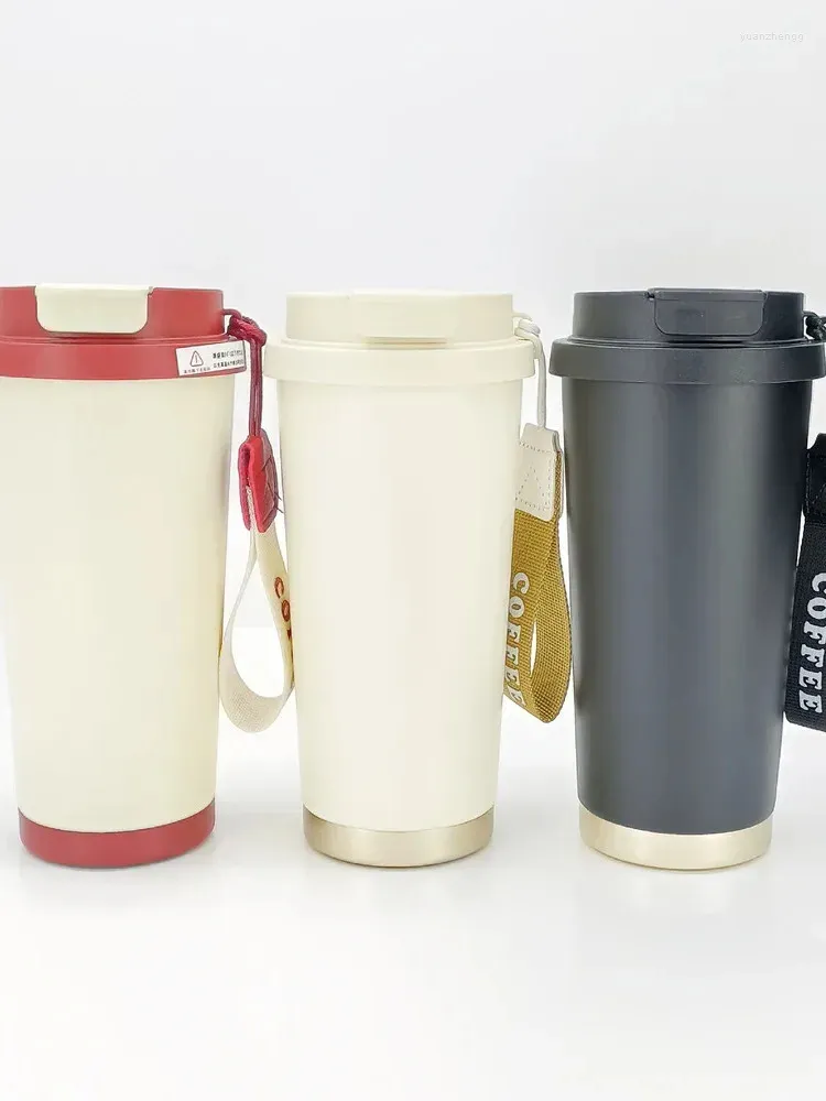 Water Bottles 316 Stainless Steel Insulated Cup American Double Drink Coffee Carrying Rope Accompanying