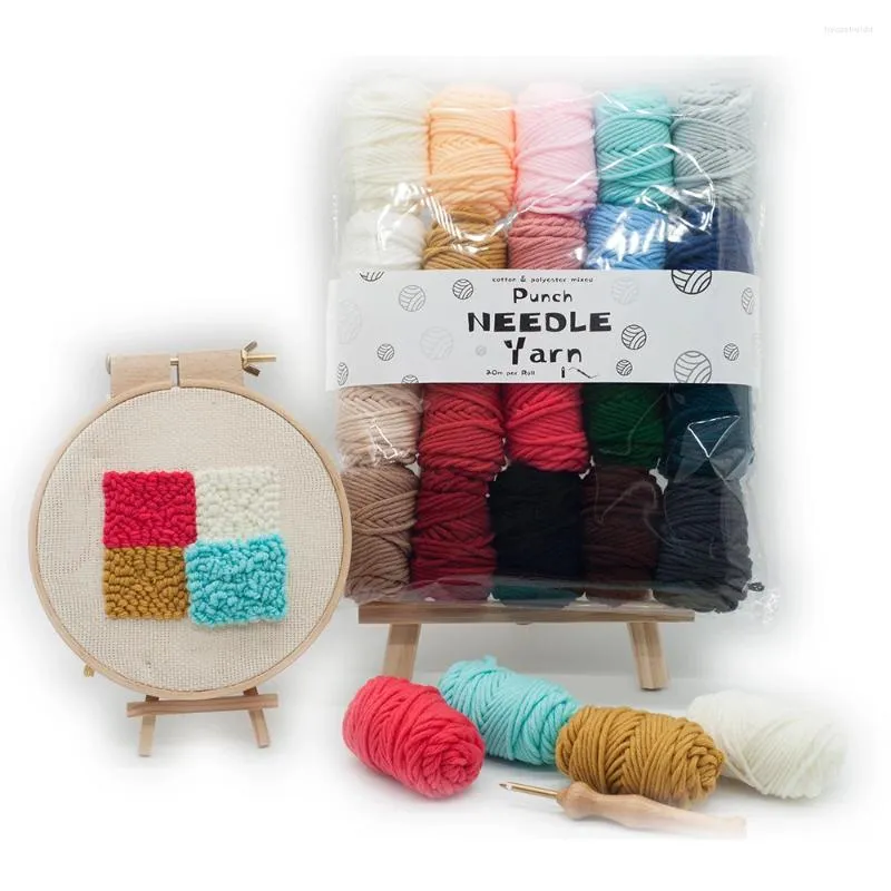 Konst och hantverk 10 färger Ullgarn Diy Poke Punch Needle Brodery Kit för starthantverksverktyg Set Handgjorda barn barns grossist