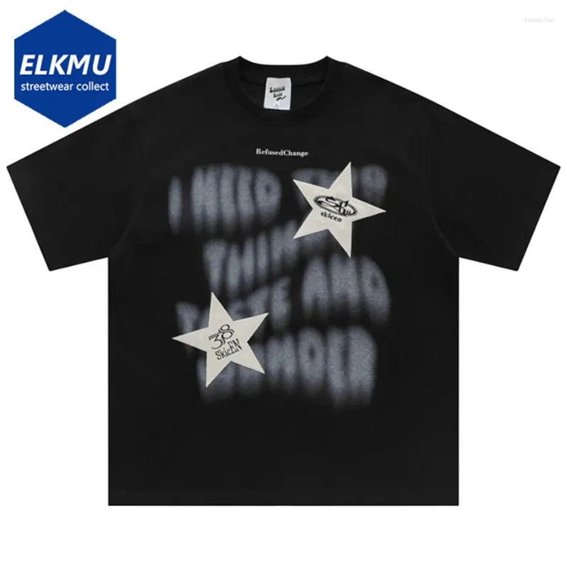 Homens camisetas Homens Camisa Estrela 2024 Streetwear Harajuku Solto Algodão Camiseta Hip Hop Oversized Tee Homem Verão Moda Casual T-shirt Y2K