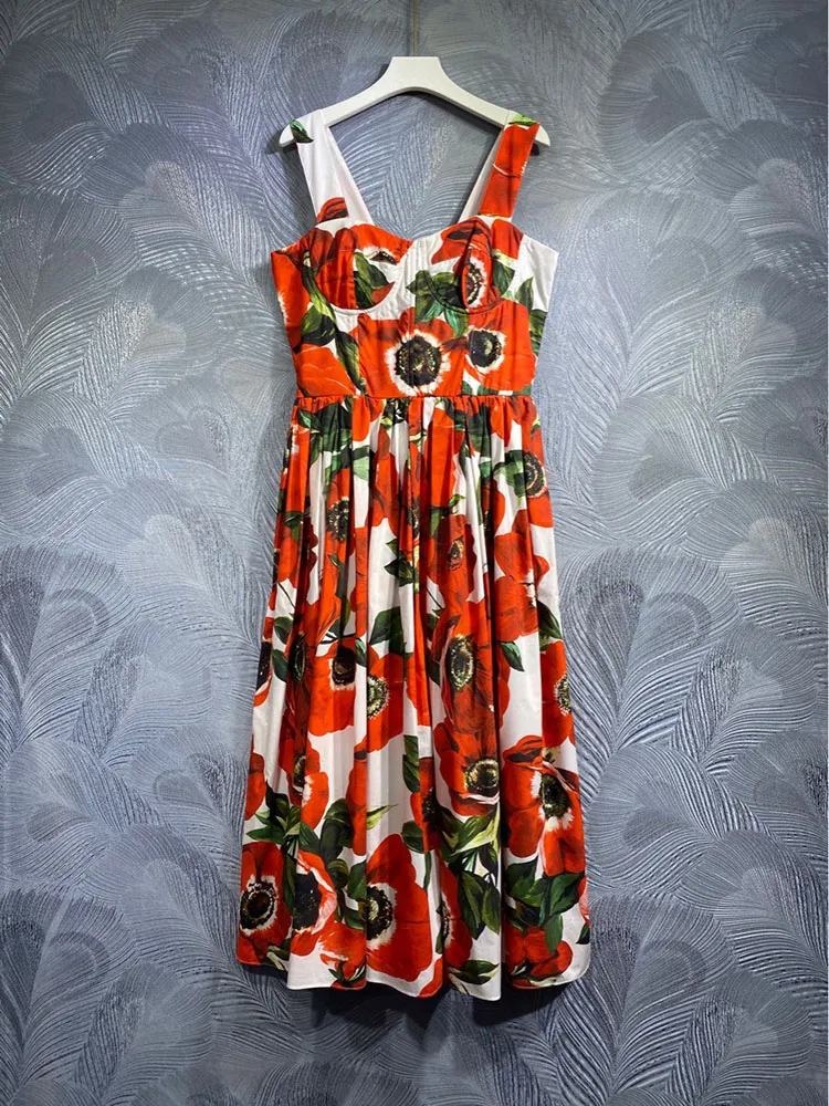 white christmas dresses Mitrika Peach Cotton Tiered A-Line Fit & Flare Midi Dress main image 0