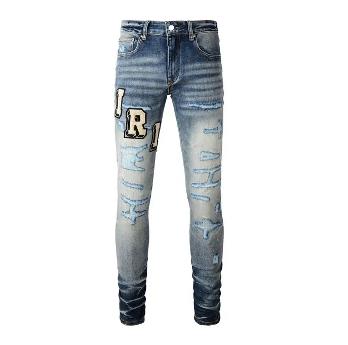 Jeans firmati per pantaloni da uomo Jeans violahigh Street Hole Star Patch Pantaloni da donna con ricamo stella a pannello elasticizzato Pantaloni slim-fit Y2 196