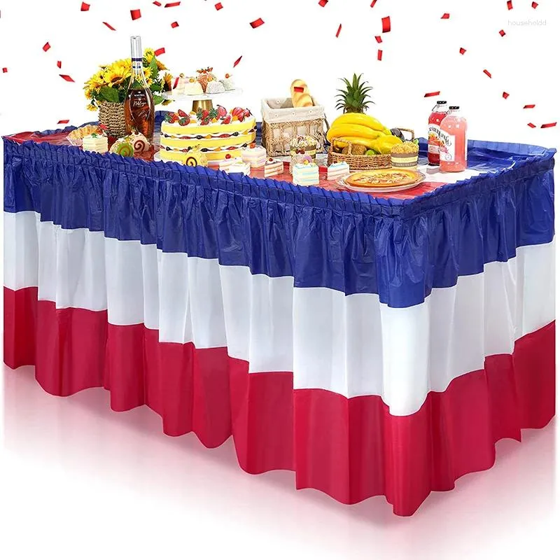 Jupe de Table Beistle en plastique auto-adhésif patriotique, décorations du 4 juillet, fête de l'indépendance, 73 426cm, jupes rouges/blanches/bleues
