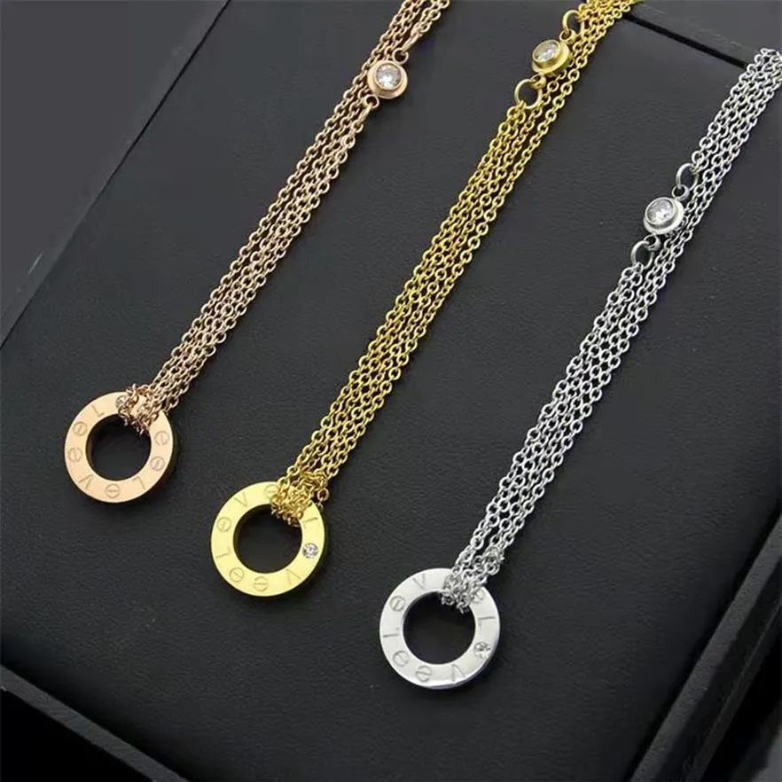 316L Stainless Steel Plating 18K Gold Diamond Pendant Necklace Fashion Love Necklace for Women New Designer Jewelry2593