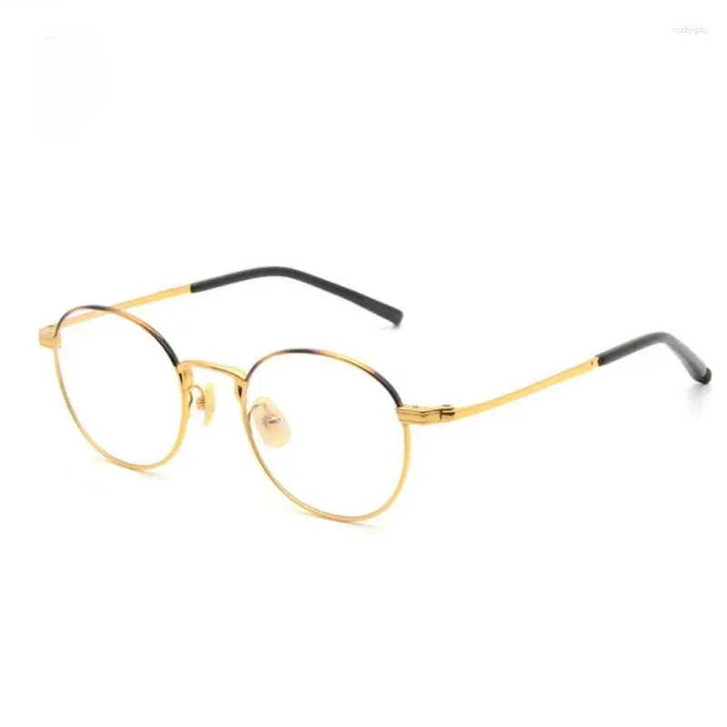 Montature per occhiali da sole Occhiali da vista da donna colorati rotondi leggeri e sottili in puro titanio con montatura Lenti ottiche per occhiali