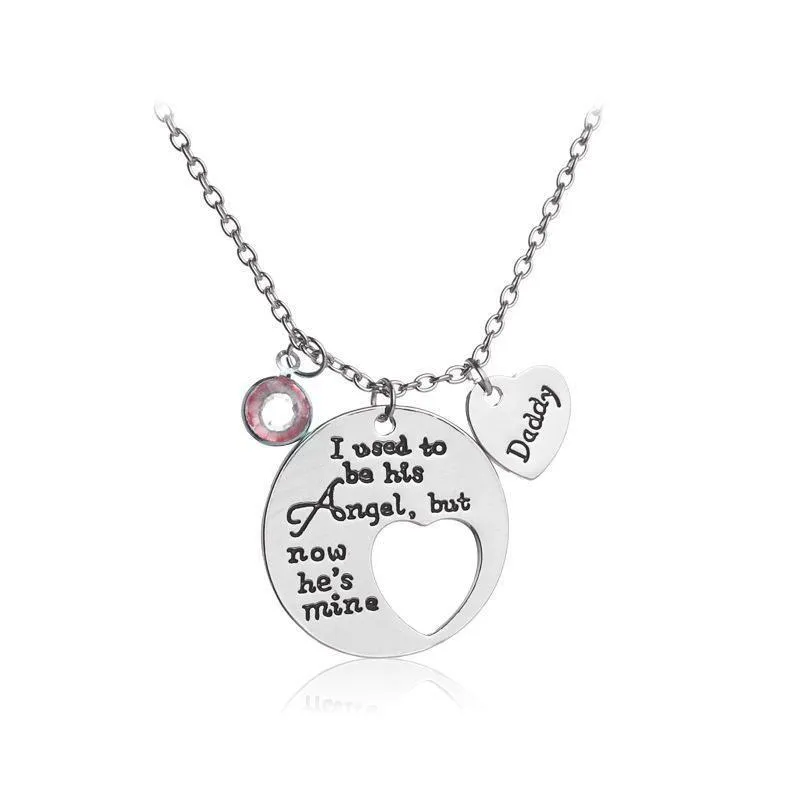 Pendant Necklaces Daddy Dad Necklaces Loss Memory Now Hes Mine Love Pendant Necklace Gifts For Or Daughter Family Exquisitenecklace Dr Dh6Nk