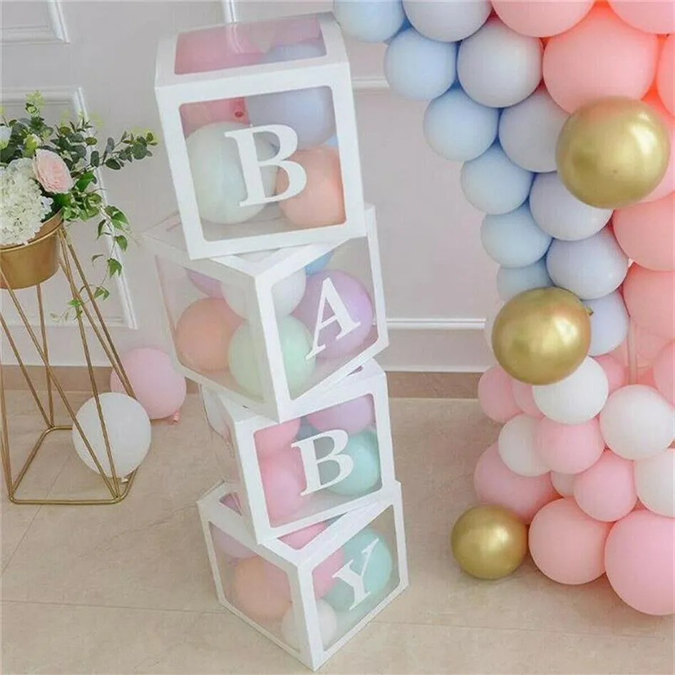 Boîte d'emballage transparente 4 pièces, boîte à ballons de mariage, décor de fête d'anniversaire, ballon Macaron en Latex pour enfants, réception-cadeau pour bébé 273z