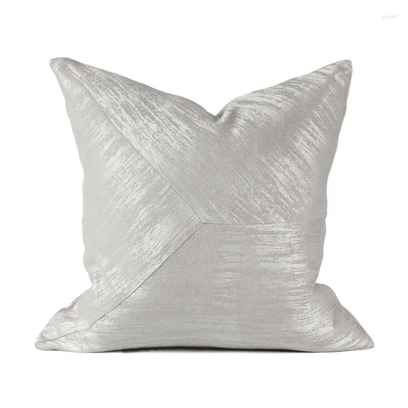 Housse de coussin, coque pour canapé, décoration de la maison, moderne, brillant, terne, contraste rayé, 18X18 pouces, gris argenté