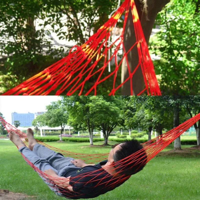 Amaca in nylon Rete da giardino portatile Rete per dormire Hamaca per viaggi all'aperto Campeggio Hamak Blu Verde Rosso Hamac 240119