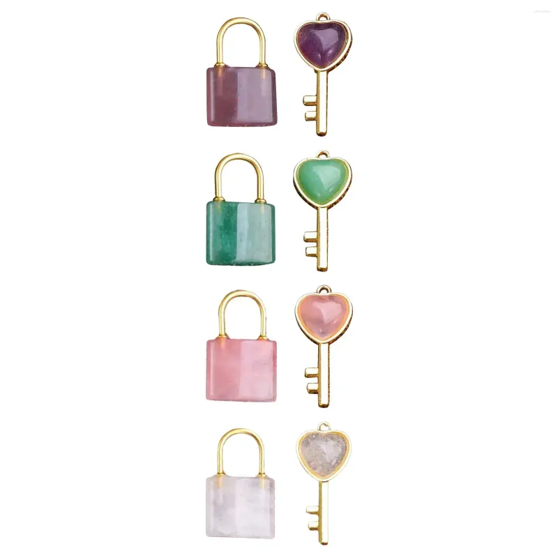 Pendant Necklaces Couple Key Necklace Set Stone Lock Matching Couples For Shopping