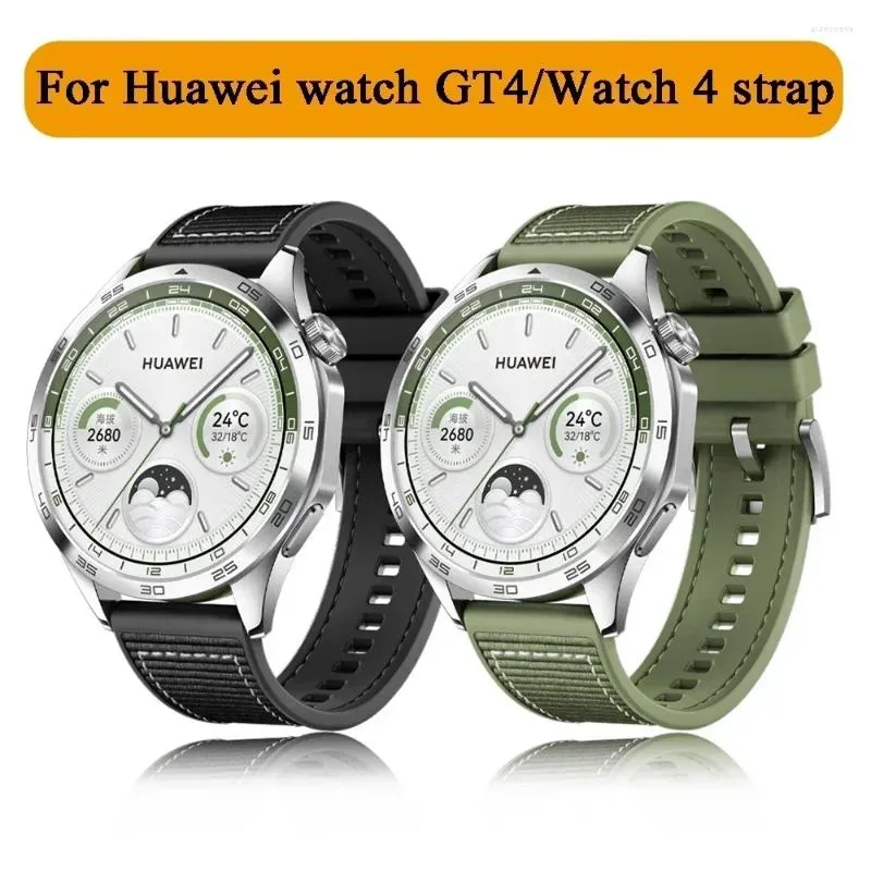 Titta på band 22mm silikonvävd rem för Huawei GT4 3 46mm 4/3 Pro Smartwatch Band GT Runner Belt -tillbehör