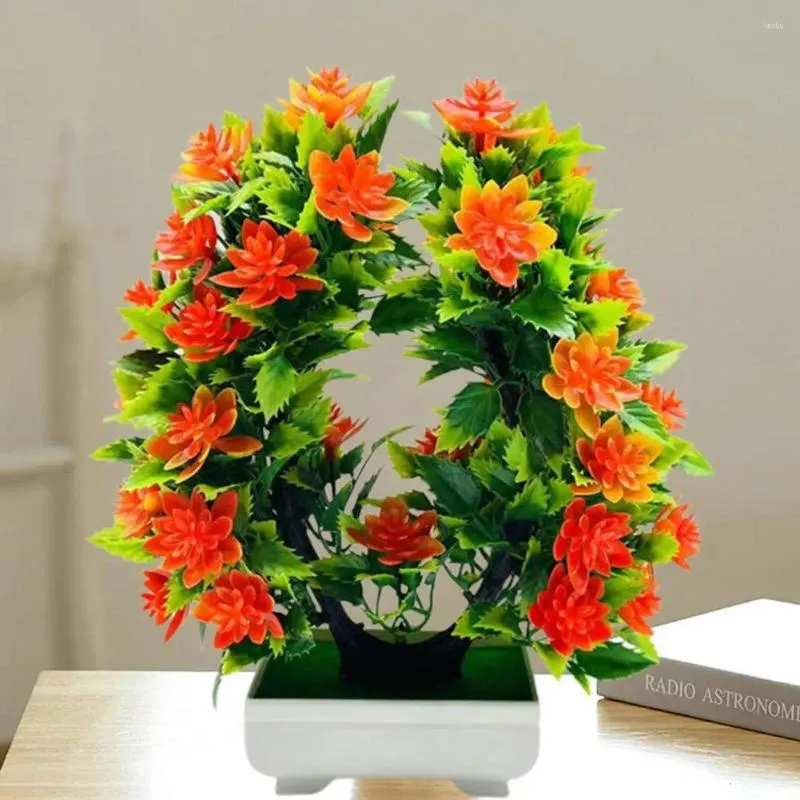 Dekorativa blommor falska bonsai vackra 5 färger konstgjord blomma ingen vattningssimulering krukväxter för fest för fest
