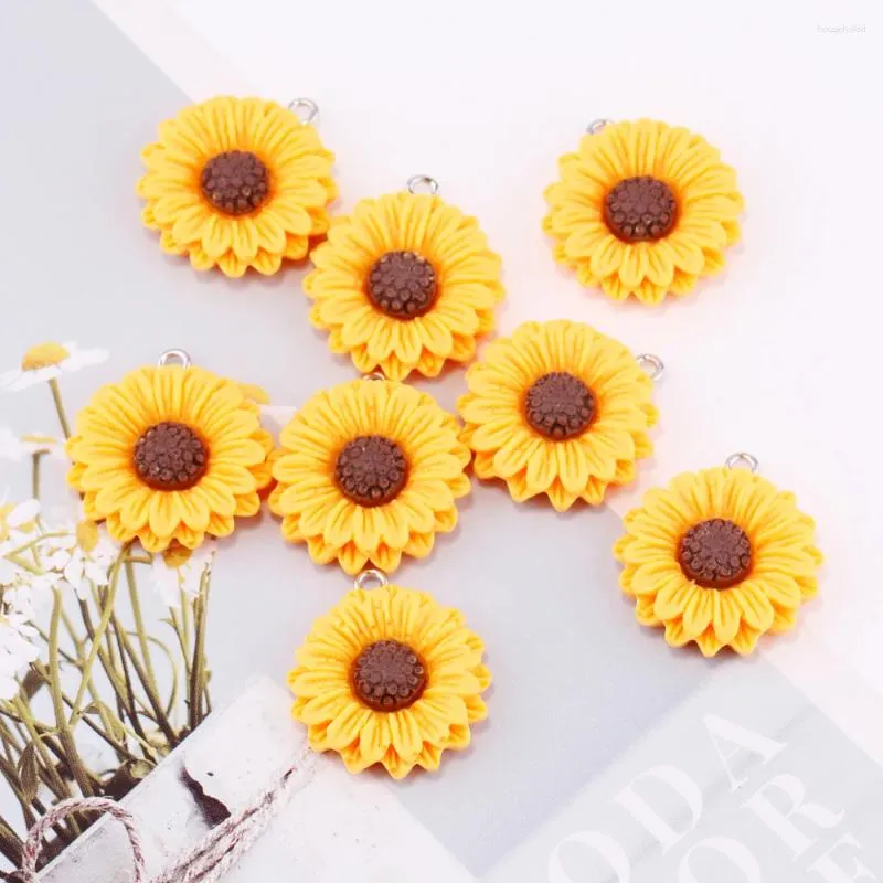Charms 10pcs/lot Sunflowers Daisy Flatback Flower For DIY Necklace Bracelet Earrings Jewelry Making Craft Pendants Accessories