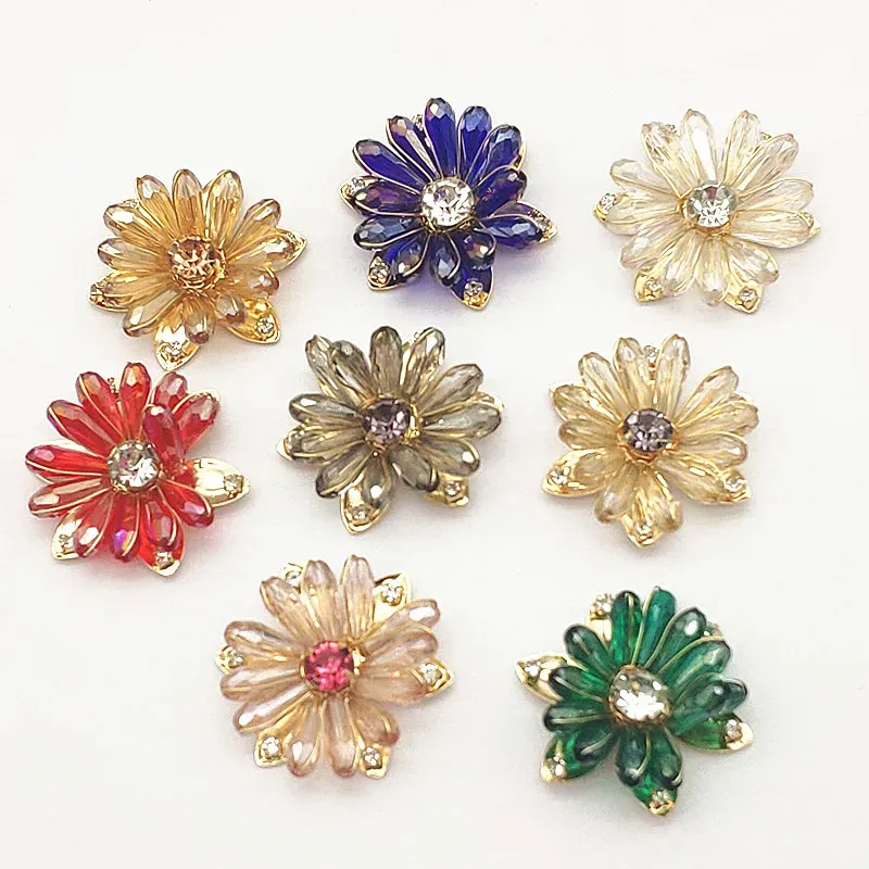 Charm New Arrival 29mm 20pcs Copper/crystal Flat Back Flower Shape Charm for Earrings Making/diy Parts,jewelry Finding & Component