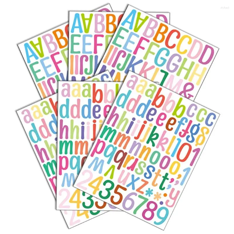 Present Wrap 6 Sheets Stickers Alphanumeric Letter Wall Self-vidhäftande plack Alfabetet Decal Child