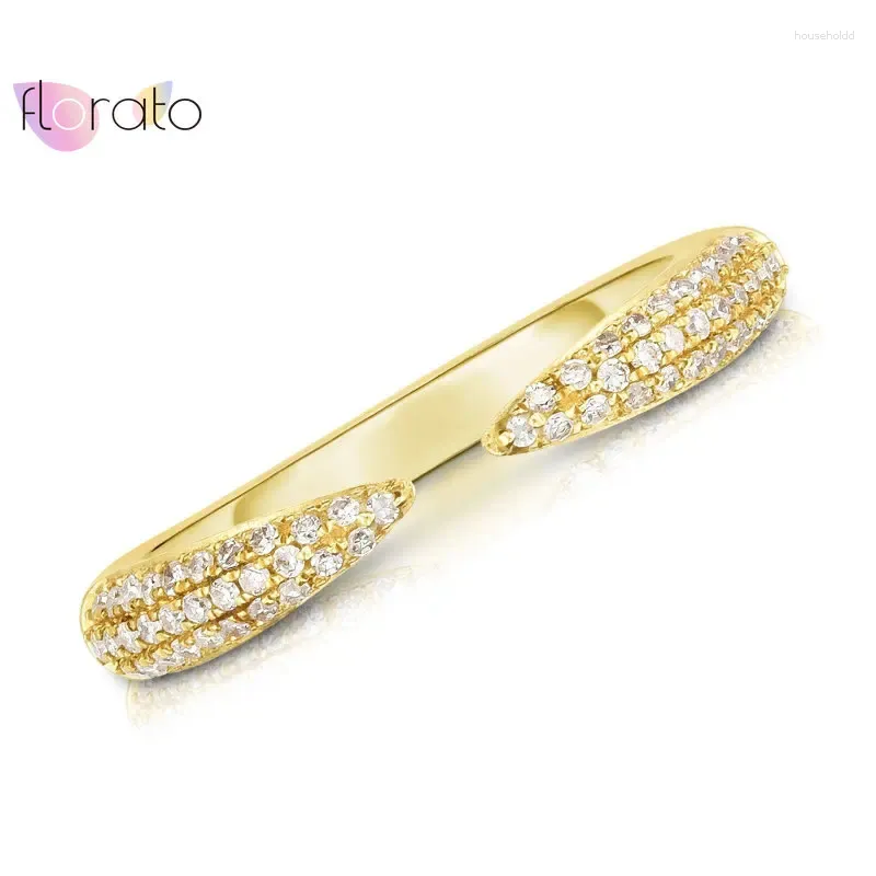 Anéis de cluster 24k banhado a ouro prata abrindo cristal para mulheres ajustável zircônia minimalista luz luxo jóias finas casamento