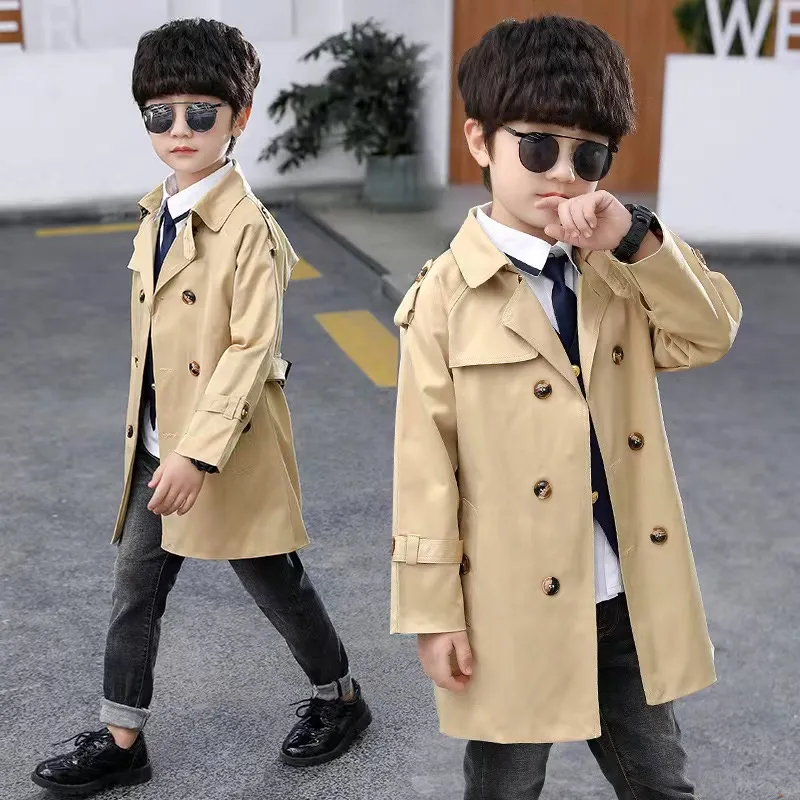 Toddler girls long cotton coat with pockets and buttons black