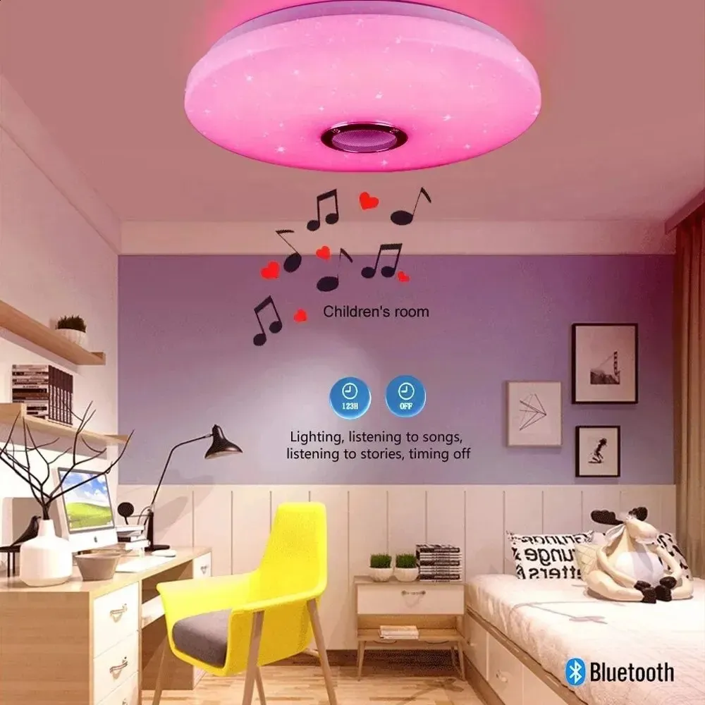 مصابيح السقف الحديثة RGB تعتيم الإضاءة المنزلية APP Bluetooth Music Light 42W 60W أضواء ذكية مع التحكم عن بُعد AC220V 240131