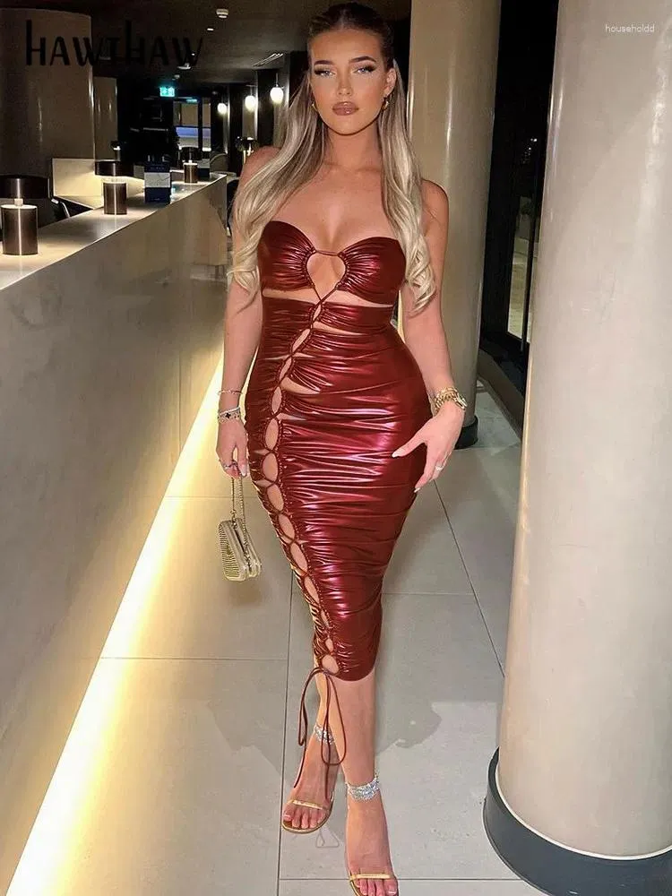 Casual Dresses Hawthaw Women Sexy Party Club Birthday Evening Bodycon Red Midi Dress 2024 Sommarkläder grossistföremål för företag