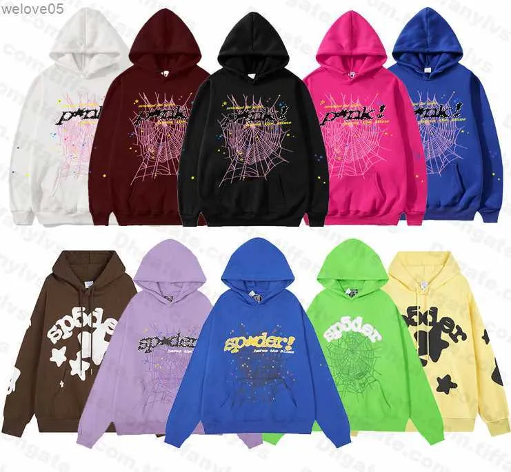 Mens Hoodies Sweatshirts Black Brown Spider Hoodie Sweatshirt Real Photo Tracksuit Web Pullovers Sp5der 555555 Sweatpants Set RI1Y