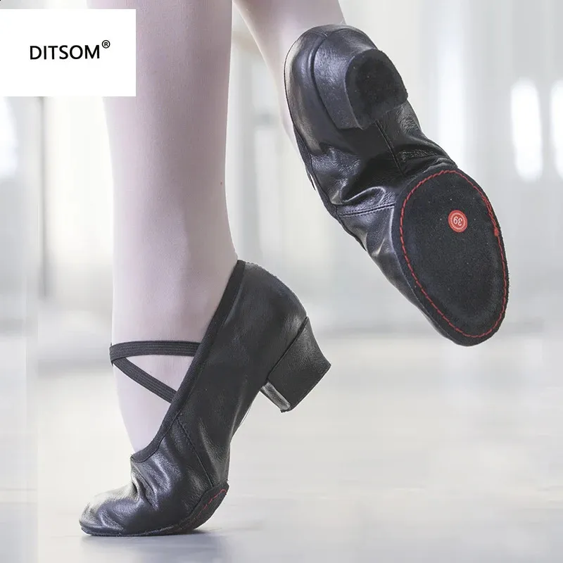 Quality Leather Ballet Dancing Shoes For Women Low Heel Genuine Leather Girls Ballet Jazz Dance Shoes Belly Yoga Teacherss Shoe 240119