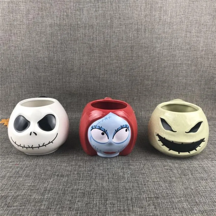 Koszmar przed świętami Bożego Narodzenia Jack Skellington Sally Oogie Boogie duża pojemność Ceramiczna Kupa Water Cup Mub Kolekcja Prezenty LJ2431