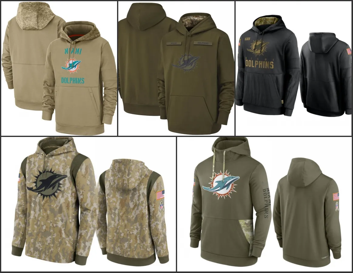 Miami''dolphins''men kobiety młodzież salute to serwis bateline performance pullover z kapturem