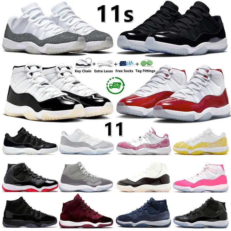 Jumpman 11 11s herr basketskor Cherry Gratitude Neapolitan Cool Gray Unc Space Jam Elephant White Pink Snakesskin Yellow Men Women Trainers Sport Sneakers