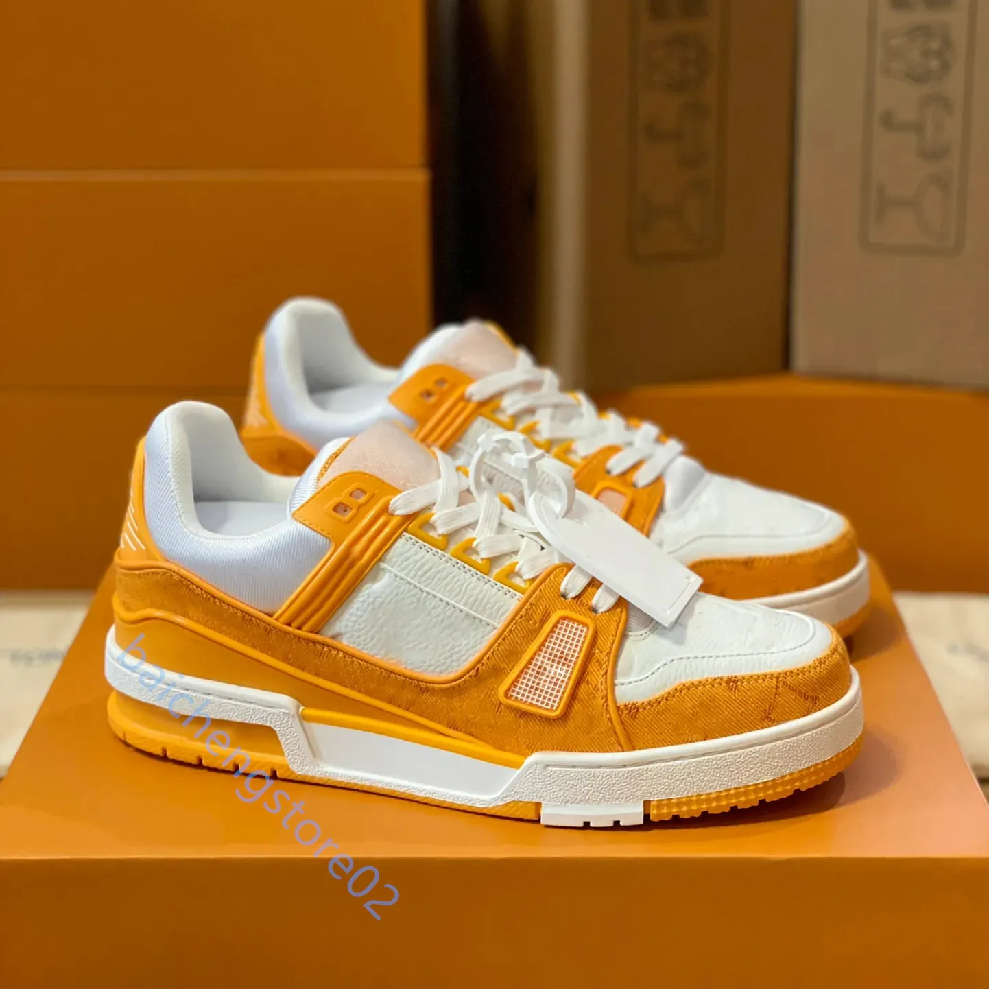 2023 Tryck sneakers skor anpassade män casual skor grå orange röd träning sko tränare vild lågtopp skate plattform klassisk lyx l88