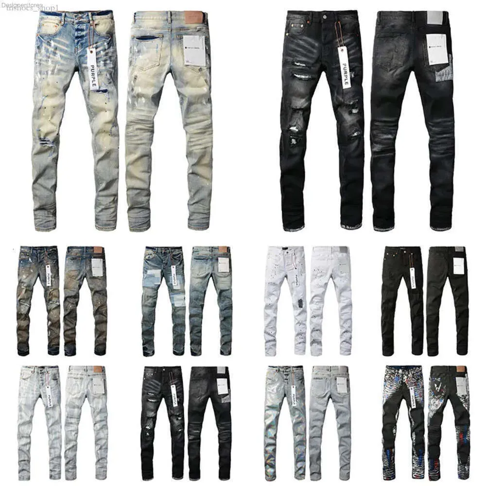 Purple Jeans Hommes Femmes Designer Jeans Mode Style Personnalité En Détresse Ripped Bikers Denim Cargo pour Hommes Noir Bleu Mix and Match Pantalon