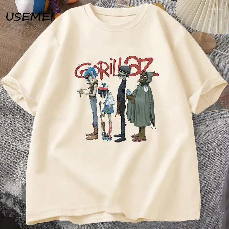 Męskie koszulki Muzyczne Zespół Gorillaz Punk Rock Shirt Men Men Summer 90s O-Neck Bawełny krótkie rękawie Ubrania Vintage Y2K Odzież Y2K Tee