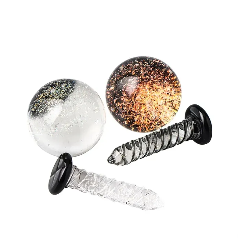 Dichro Glass Terp Screw Set 22mmOD Solid Marble Pearl For Terp Slurper Quartz Banger Nails Water Bongs Dab Oil Rigs