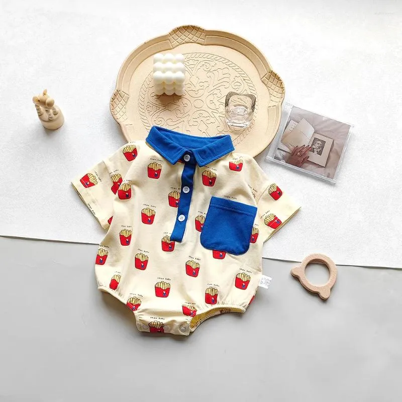 Rompers MILANCEL 2024 Summer Baby Clothes Toddler Girls Bodysuit Chips Print Boys One Piece