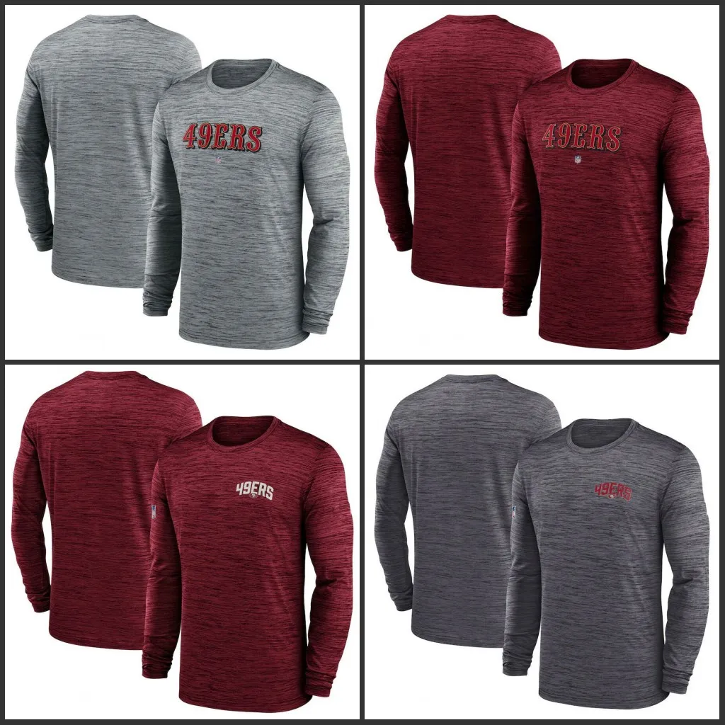 San Francisco''49ers''men Heather Grey Sideline Team Velocity Performance Long Sleeve T-shirt