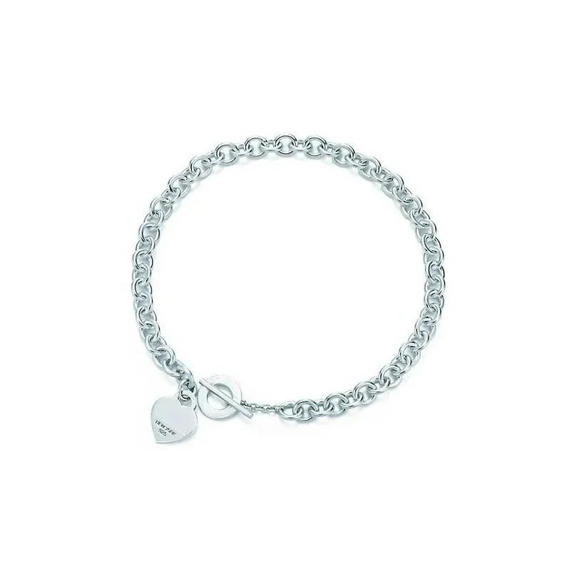 Porte-clés Longes en forme de coeur en forme de croix clé 925 sterling collier bracelet femme bijoux à la mode simple Memorial Day mariage Dhhyq