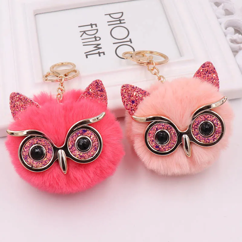 OWL PLUSH KEYINCINE DELITION RABBIT HAIR BALL BAG قلادة مصنعة للسيارات المصنعة