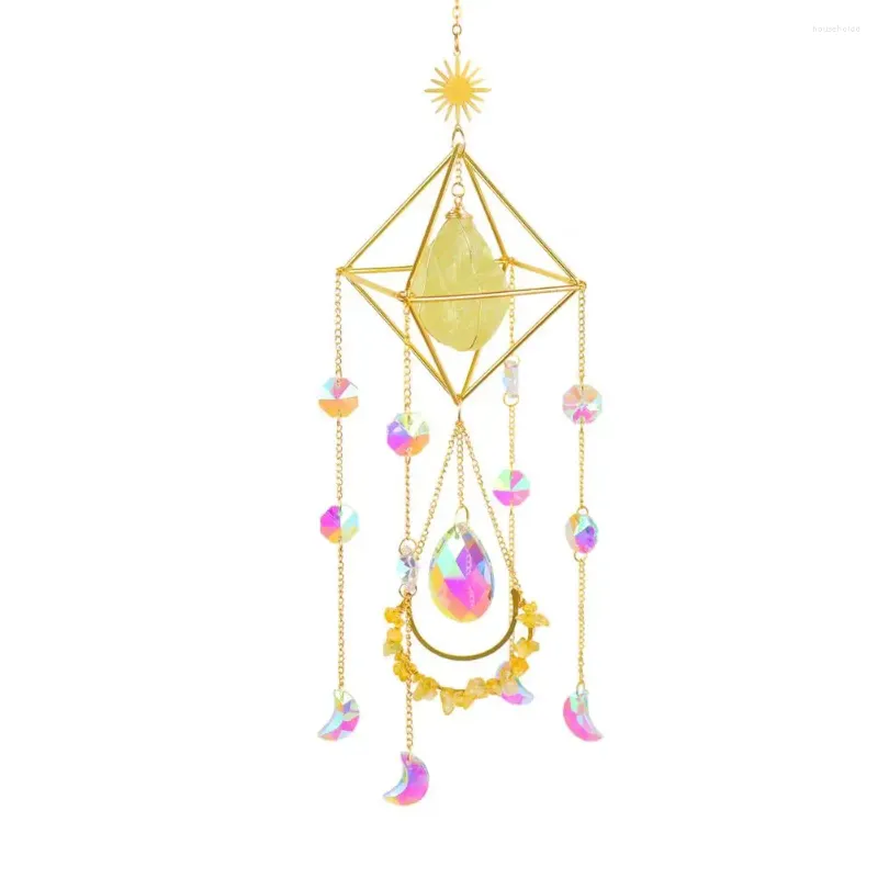 Estatuetas decorativas grande cristal vento carrilhão prisma sun catchers windbell prático layout adereços pendurado ornamento pingente de parede longa duração