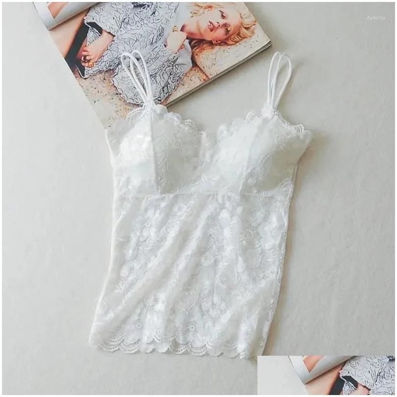 camisoles & tanks padded crochet floral vest top sexy underwear tank flower cami bralette women`s lace camisole