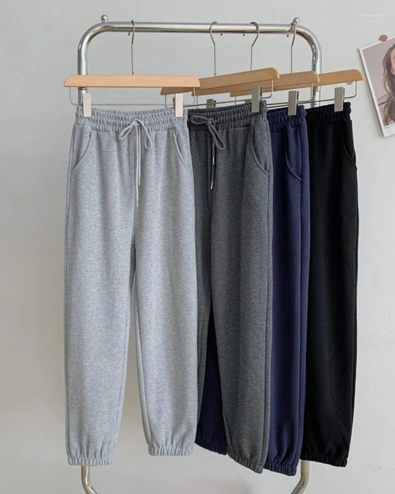 Women's Pants Grey Sweatpants Spring 2024 Loose Drawstring Leggings Casual Harem Solid Color Thin