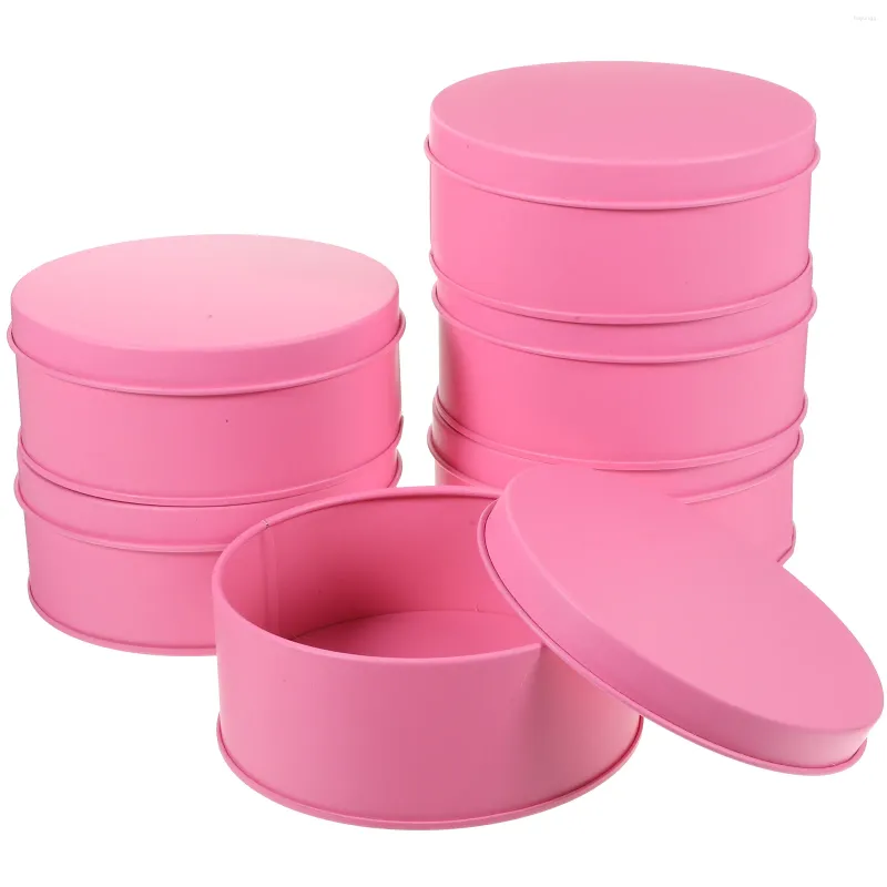 Storage Bottles 6 Pcs Large Tinplate Cookie Candy Gift Packaging Box Metal 6pcs (pink) Containers Round Reuseable Cookies