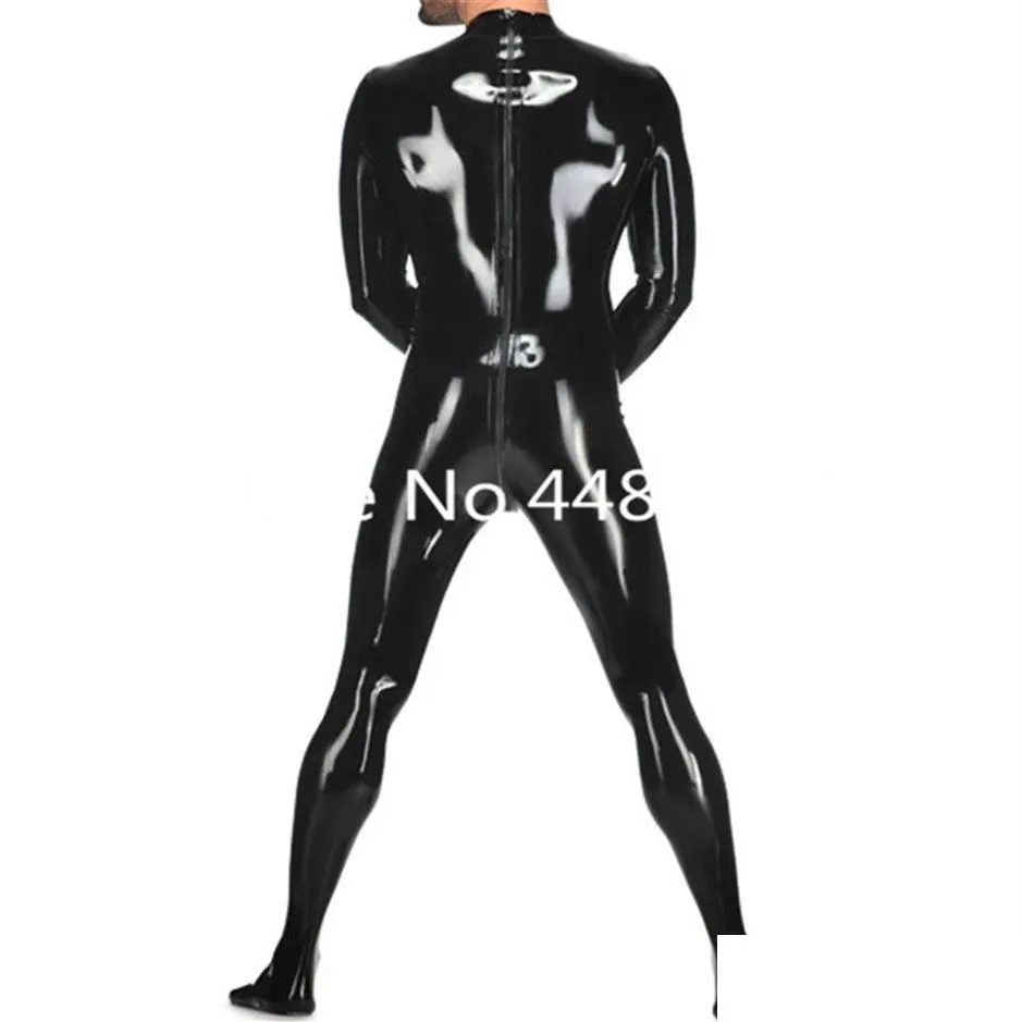 Costumi Catsuit Lattice con calzini Tuta in gomma da uomo Cerniera posteriore a due vie Colore nero Plug Size280A Drop Delivery Apparel Cosplay Dhpao